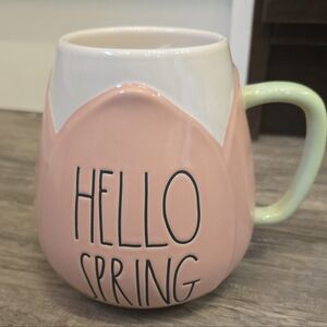 Pink and White Ceramic Mug - Hello Spring